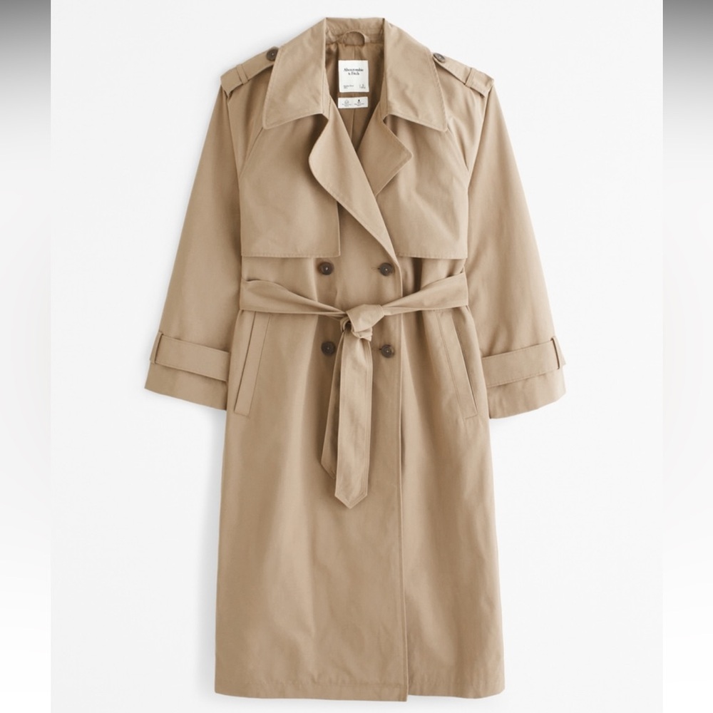 Abercrombie Full Length Trench Coat Size L Caramel/Light Brown